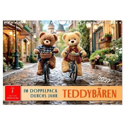 Teddybären - im Doppelpack durchs Jahr (Wandkalender 2027 DIN A4 quer), CALVENDO Monatskalender