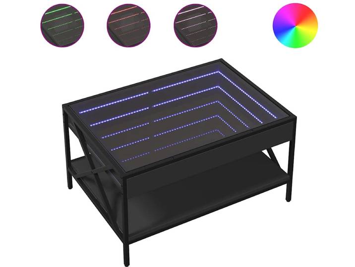 vidaXL - Salontafel - met - Infinity - LED - 70x50x38 - cm - zwart