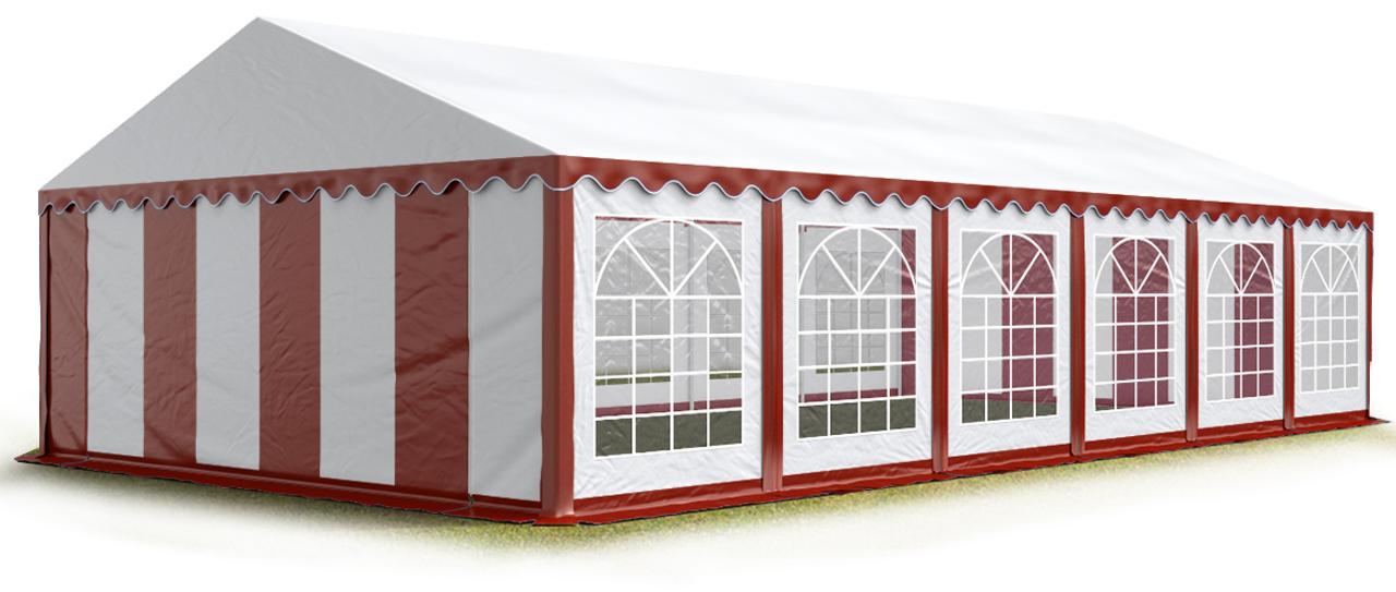 TOOLPORT Partyzelt Festzelt 6x12 m Garten-Pavillon PVC Plane 700 N in rot-weiß Wasserdicht