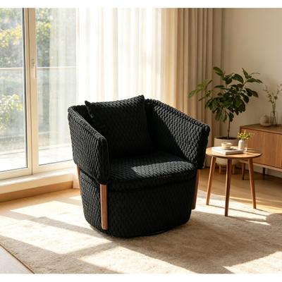 Accent Chair with Solid Wood Frame, Upholstered,360° Full Swivel Chairs with storage For Living Room Chairs with Waist Cushion