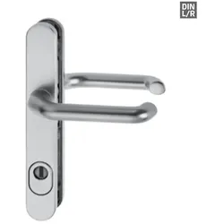 Schmalrahmen-Drückergarnitur mit Kernziehschutz 8/92, Edelstahl