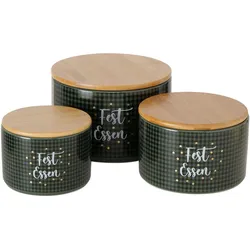 3tlg Set Gebäckdose Windsor Fest Essen rund Ø11-16cm Steingut-Box Weihnachten