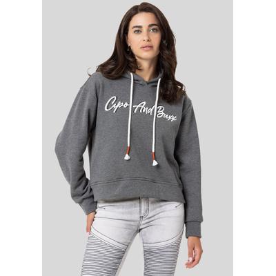 Sweatshirt CIPO & BAXX "SWEATSHIRT", Damen, Gr. L, grau (anthrazit), 70% Baumwolle, 30% Polyester, bedruckt, Basic, regular fit normal, Sweatshirts Sweatshirt, ein sportlich-lässiges Kleidungsstück
