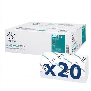 Papernet Papierhandtücher 416616, Dissolve Tech, 1-lagig, Zick-Zack-Falz, natur, Recycling, 24,5 x 23 cm, 5000 Stück