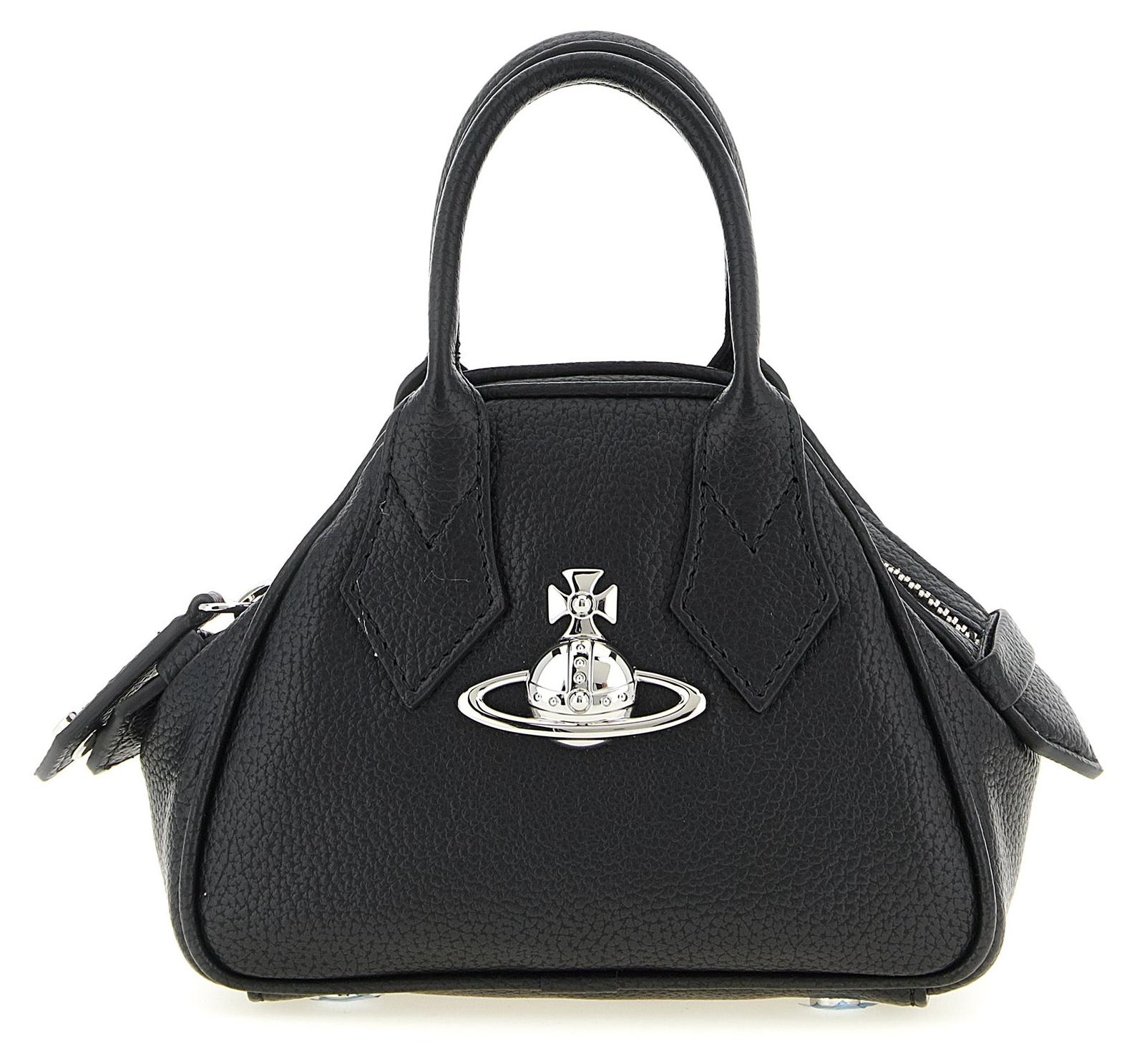 Vivienne Westwood Mini Yasmine schwarz genarbt Orb silber