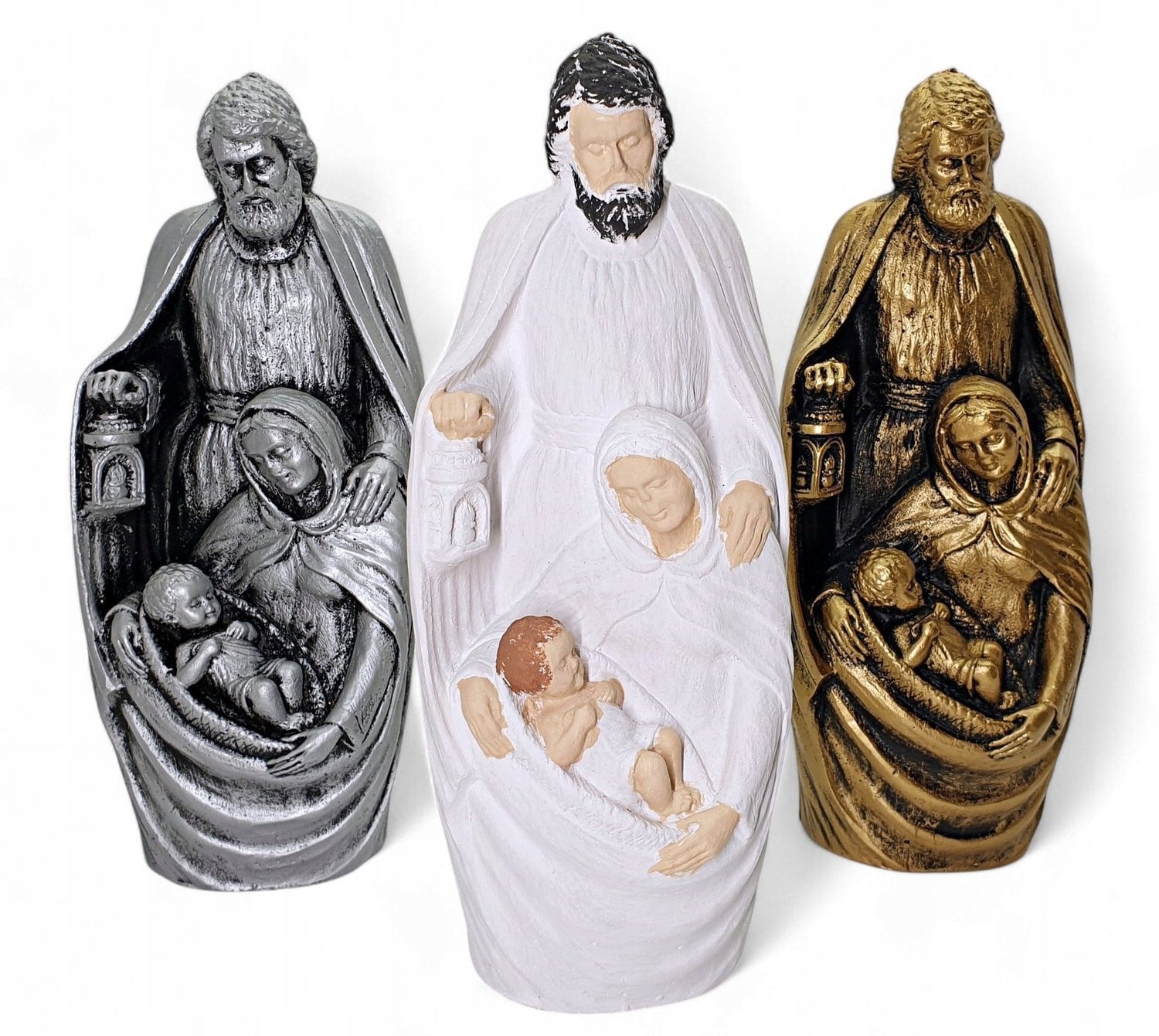 Merloos Zilveren Heilige Familie Beeldje - Maria, Jozef & Jezus Decoratie voor op tafel