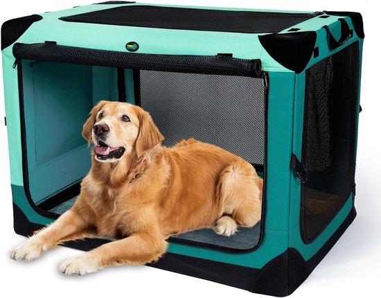 Faltbarer Hundekorb - Transportbox für Haustiere - Sichere Beförderung - Ein-Knopf-Faltmechanismus - 1065 cm - Grün