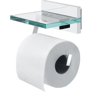 Tiger Toilettenpapierhalter Safira, 264130346, verchromt, zum Bohren, für 1 Rolle, mit Ablage, aus Glas & Metall