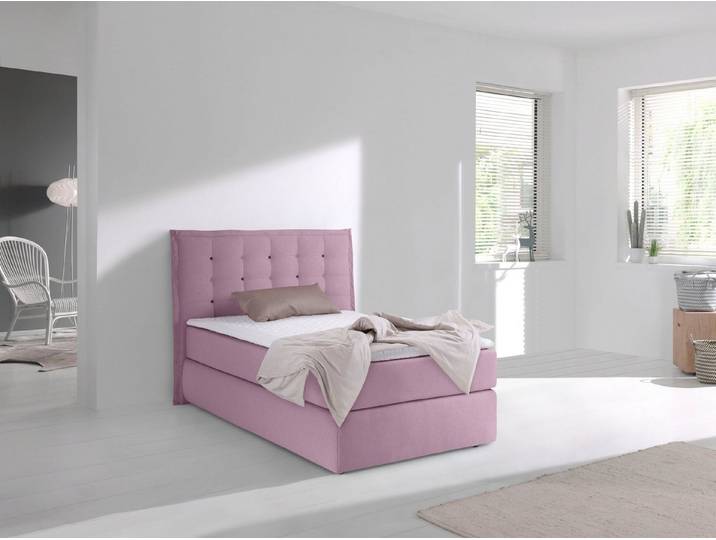 Home affaire Boxspringbett Sagres, Kopfteil mit 2farbiger Flatterbiese und zweifarbigen Knöpfen