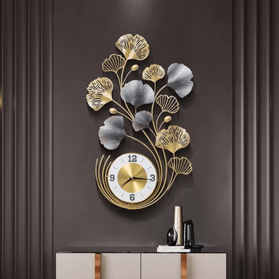 Uplift Curations LuxeLeaf Ginkgo Biloba Metal Wall Clock Art Large Silent Decor For Living Room & Modern Home Spaces LuxeLeaf Ginkgo Biloba Metal Wall Clock Art Large Silent Decor For Living Room & Modern Home Spaces