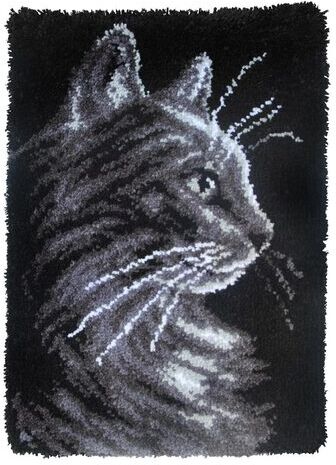 buttinette Knüpfteppich "Katze S/W"