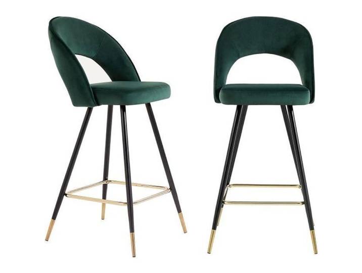 Lot de 2 tabourets de bar BASILE en velours vert - BAÏTA