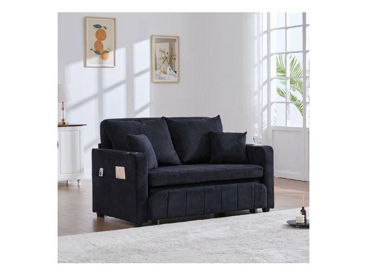 STILVORA Schlafsofa Multifunktionales Sofa Wohnzimmersofa mit USB-Ladefunktion, 2-in-1 Schlafsofa, Stoffsofa, ausziehbar, kompakt, klein, hochdichter Schaum, weich, platzsparend, abnehmbar, waschbar