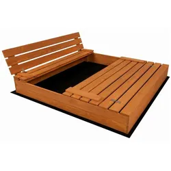 Sand tropic Holzsandkasten mit Bänken und Zubehör 100x100cm (imprägniert)