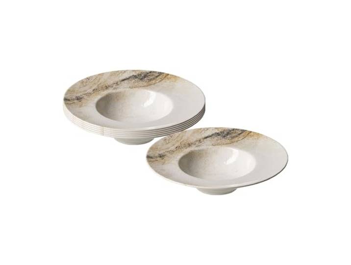 Ritzenhoff & Breker Arezzo Gourmetteller ø 28 cm, Tiefe Essteller im praktischen 6er Set, Spülmaschinenfest, Steinzeug, Braun