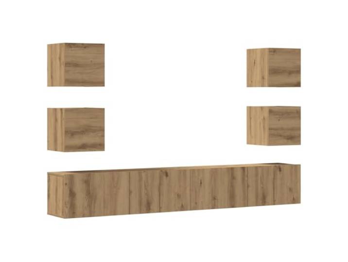 Favemtsl TV-Wandschrank 6er Set Hängeschrank Lowboard Artisan-Eiche Platzsparendes Wandschrank Set aus robustem Holzwerkstoff für Wohnzimmer und Schlafzimmer mit flexiblem Stauraum.