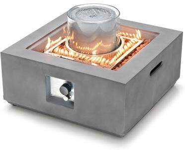 Costway 28 Inch 50000 BTU Patio Square Propane Fire Pit with PVC Cover-Gray
