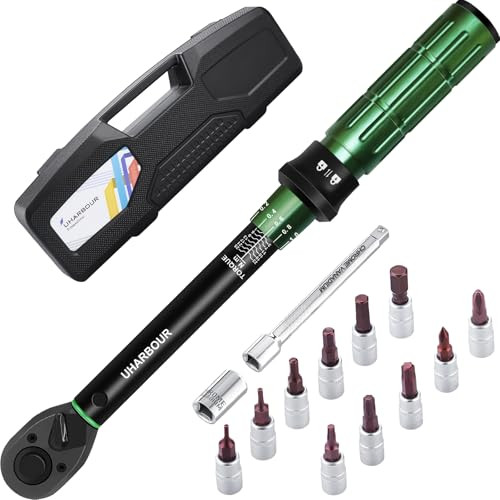 Uharbour Fietsmomentsleutel 1-25Nm, 1/4" Momentsleutelset met Bits en Verlengstang