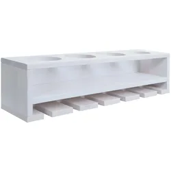 Décoshop26 - Modernes Wandregal für 4 Flaschen und 6 Gläser 12 x 48 x 12 cm weißes Holz 04_0009091 04_0009091