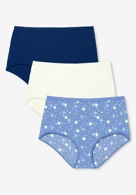 Plus Size Women's Full-Cut Cotton Spandex Brief 3-Pack by Avenue Body in Stars Pack (Size 14/16)