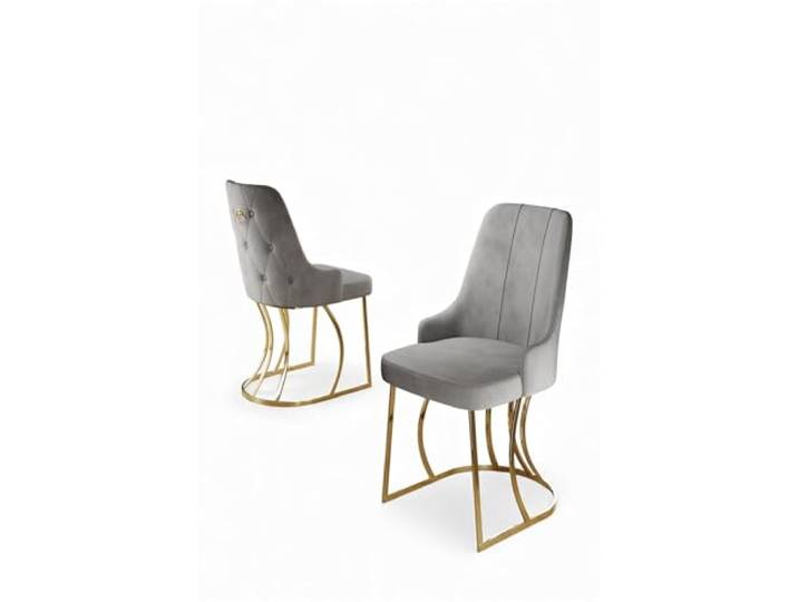 Hanah Home Stylish Chair Set (4 Pieces), Grey & Gold, 44 x 46 x 98 cm 100% Metal Legs, 18 DNS Foam Back, 22 DNS Foam Seat Modern Glam Design