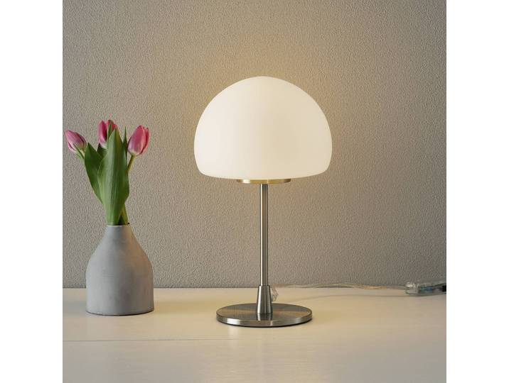 Fabas Luce Nachttischlampe Gaia big, alu / grau / zink, für Schlafzimmer, Metall, Modern, Tischlampe
