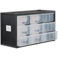 Kleinteilemagazin 1-93-978, Werkzeugbox schwarz/transparent, 9 Schubladen