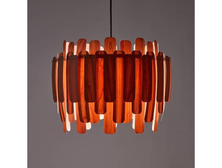 LZF LAMPS Designer Hängelampe Maruja, dimmbar, Holz dunkel, für Wohn- / Esszimmer, Holz, Design, Pendelleuchte
