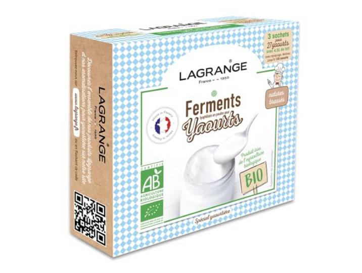 LAGRANGE\, Ferments yaourts natures BIO\, 3 sachets\, 385001 Issus de l'agriculture biologique