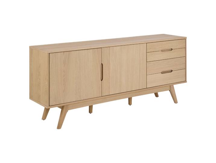 Mid.you Anrichte Marte, Weiß, Eiche, furniert, 2 Fächer, 4 Schublade(n) Schubladen, 180x75x40 cm, Esszimmer, Anrichten