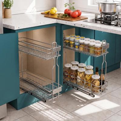 "Garvee 2-Tier Narrow Pull Out Cabinet Organizer - 21.26""D x 5.75""W x 17.72""H"