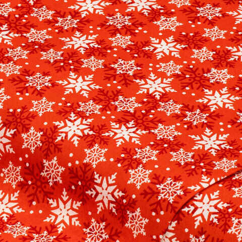 Baumwollstoff Kristalle & Punkte "Sina", rot-color