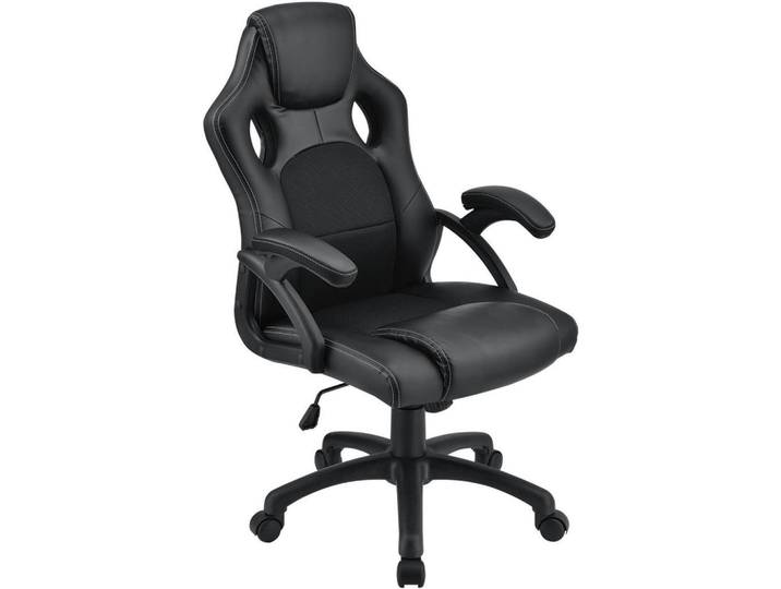 Juskys Schreibtischstuhl Montreal Schwarz, 47x111x52 cm, Büromöbel, Bürostühle, Gaming-Sessel