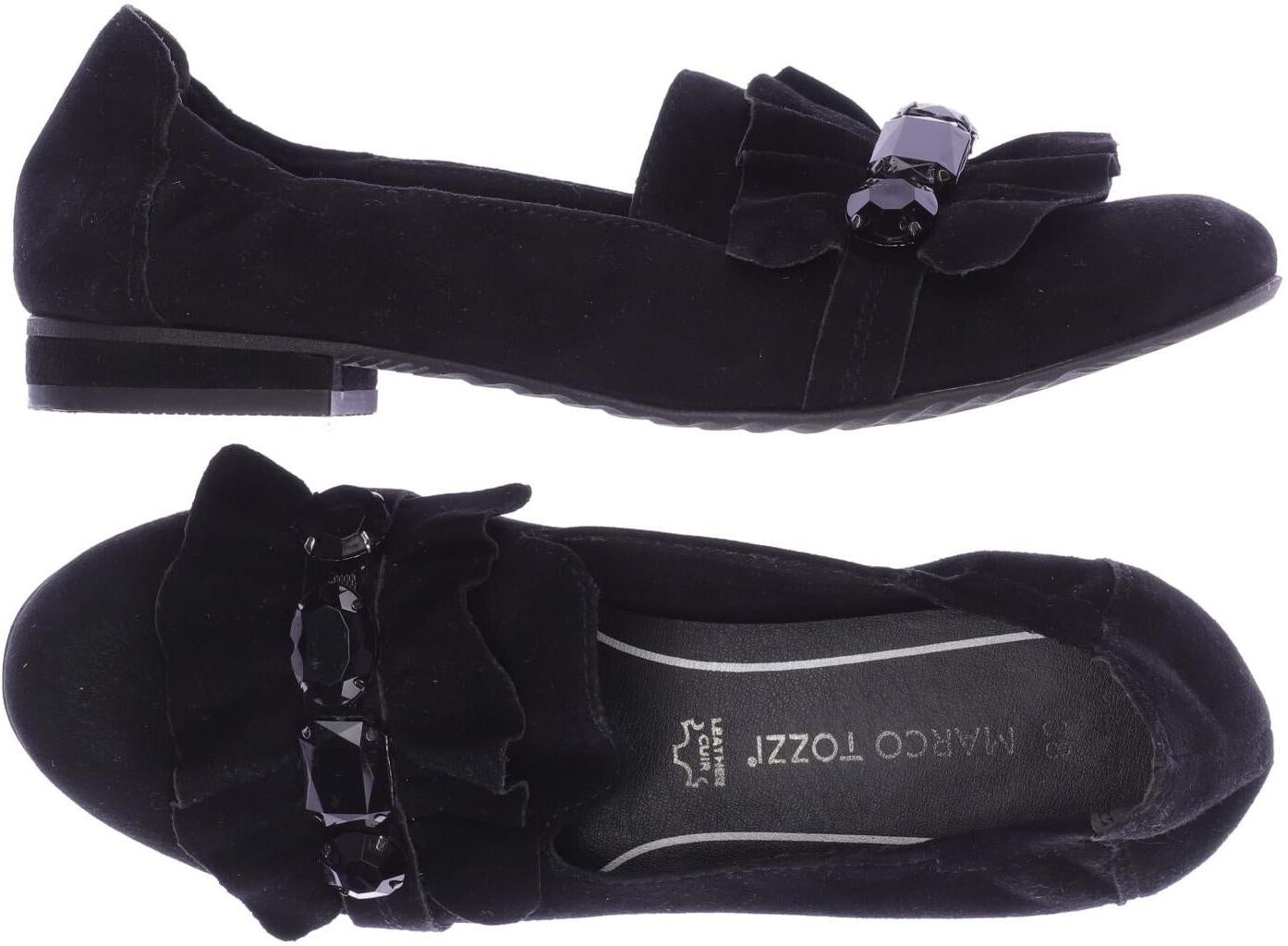 Marco Tozzi Damen Ballerina, Schwarz, Gr. EU 38, Leder - Second Hand