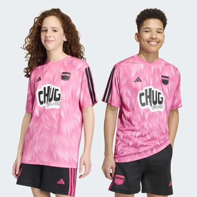 T-Shirt ADIDAS SPORTSWEAR "ADIDAS X FORTNITE CUDDLE TEAM LEADER-JERSEY" Gr. 176, pink (solar turbo), Shirts, Jungen, 176, Obermaterial: 100% Polyester, T-Shirt