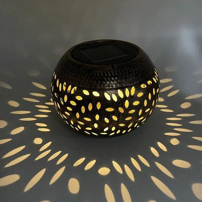 Uplifted Goods Solar Powered Outdoor Lantern Garden Light black spotted