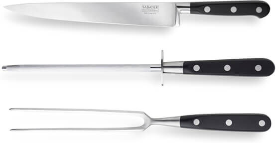 Sabatier Professional 3 Piece Carving Knife, Carving Fork & Sharpening Steel Set