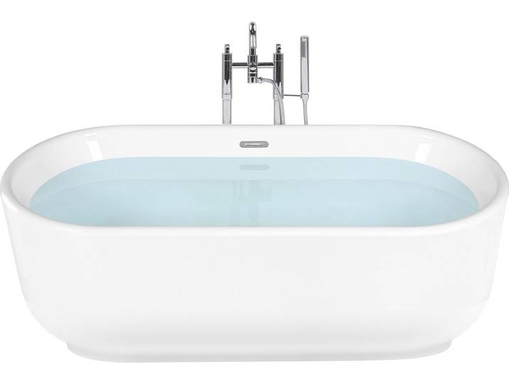 BELIANI Badewanne Weiß 170 x 80 cm Sanitäracryl Freistehend Oval geschwungene Form Elegant Badezimmer
