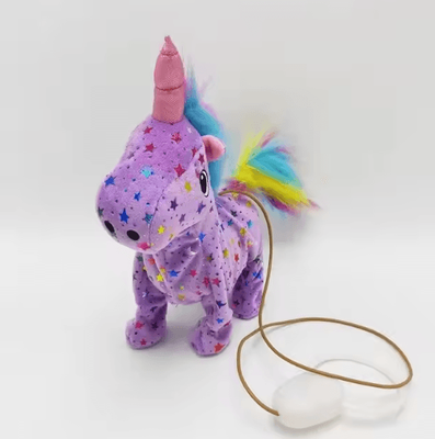 Uplift Curations Cute Plush Electric Walking Talking Unicorn Alpaca Musical Toy For Kids 35cm purple C Style