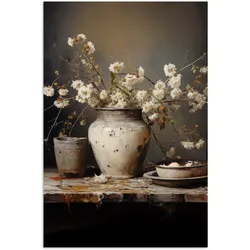 POSTER Stilleben - Blumen - Blumenstrauß - Vase - Wein Wanddeko 40x60 cm