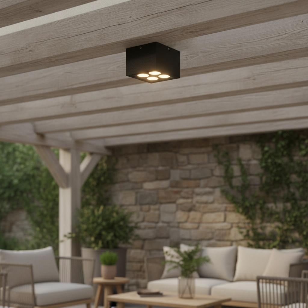 Lyora Plafondlamp Jax vierkant antraciet 8cm