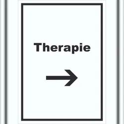 HB-Druck Therapie Schild mit Text und Richtungspfeil rechts Raum Behandlung hochkant A3 (297x420mm)