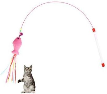 Inspired Deals Interactive Cat Wand Toy With Bell Flexible Steel Teaser Stick For Active Play Fish