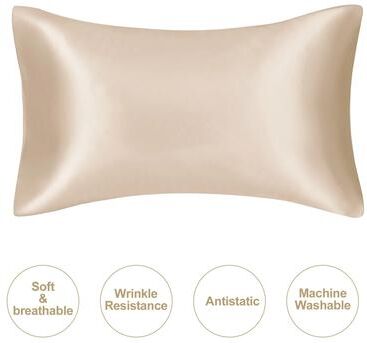 Uplift Picks Mulberry Silk Pillowcase Soft Silky Satin Pillow Cover For Hair And Skin Care champagne 50x92 Cm (king)