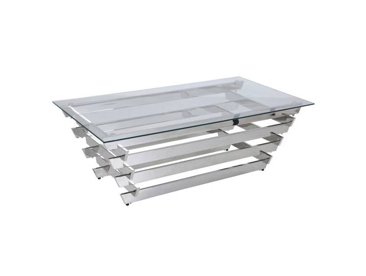 Livetastic Couchtisch, Klar, Silber, Glas, rechteckig, 70x45x130 cm, Wohnzimmer, Wohnzimmertische, Couchtische