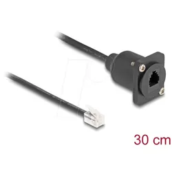 DELOCK 87965 - RJ10 Kabel, Stecker / Buchse, D-Typ, schwarz, 30 cm