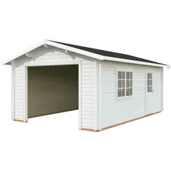 Palmako Garage Roger 19,0 m2 - 44 mm - ohne Tor weiß lackiert