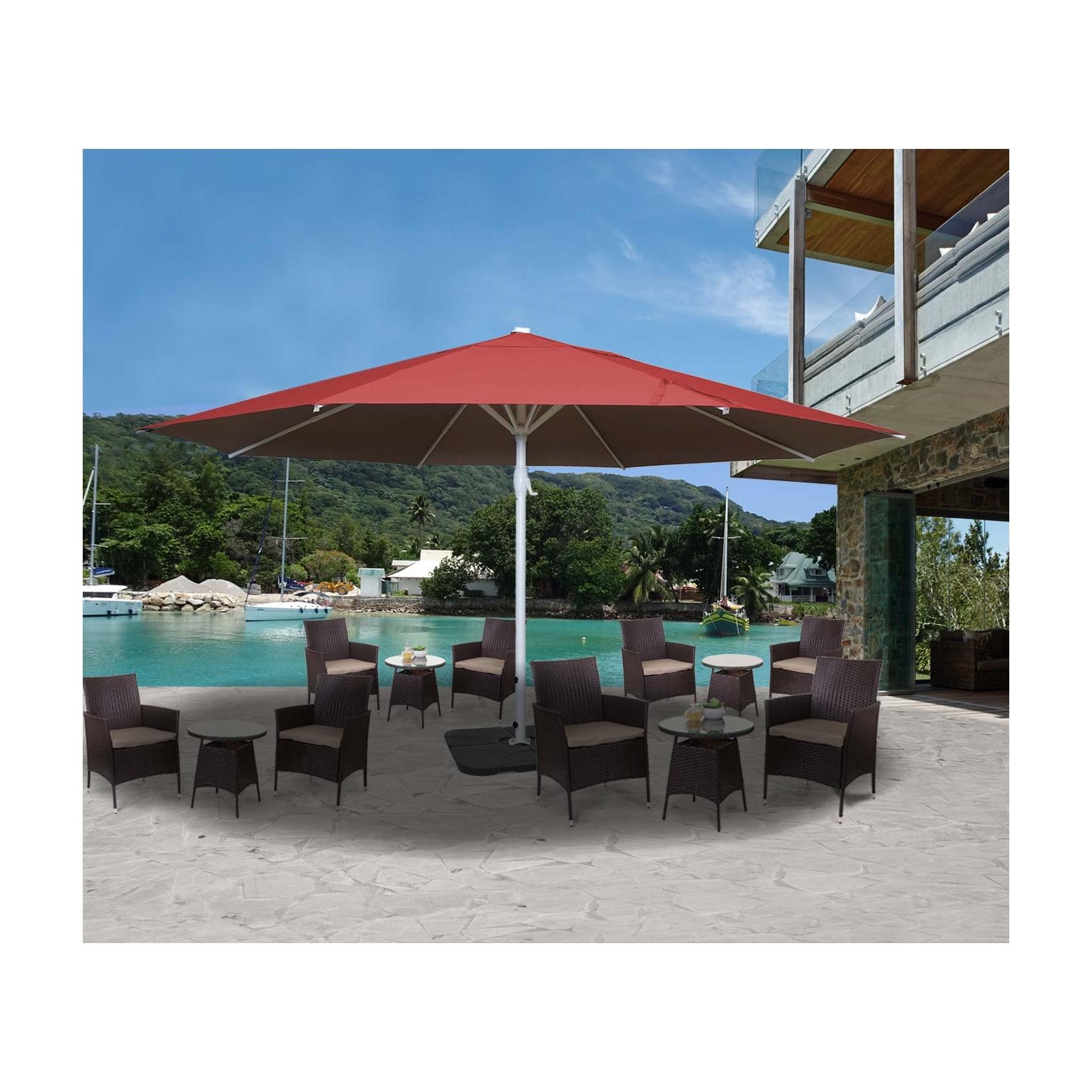 Sonnenschirm Carpi II, Gastronomie Marktschirm, Ø 5m Polyester/Alu Mast weiß 28kg ~ rot mit Ständer