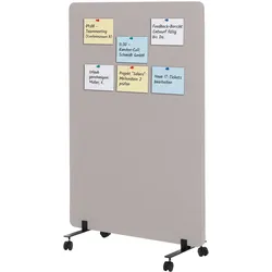 Akustik-Trennwand MCW-G77, Büro-Sichtschutz Raumteiler Pinnwand, doppelwandig rollbar Stoff/Textil ~ 127x80cm beige