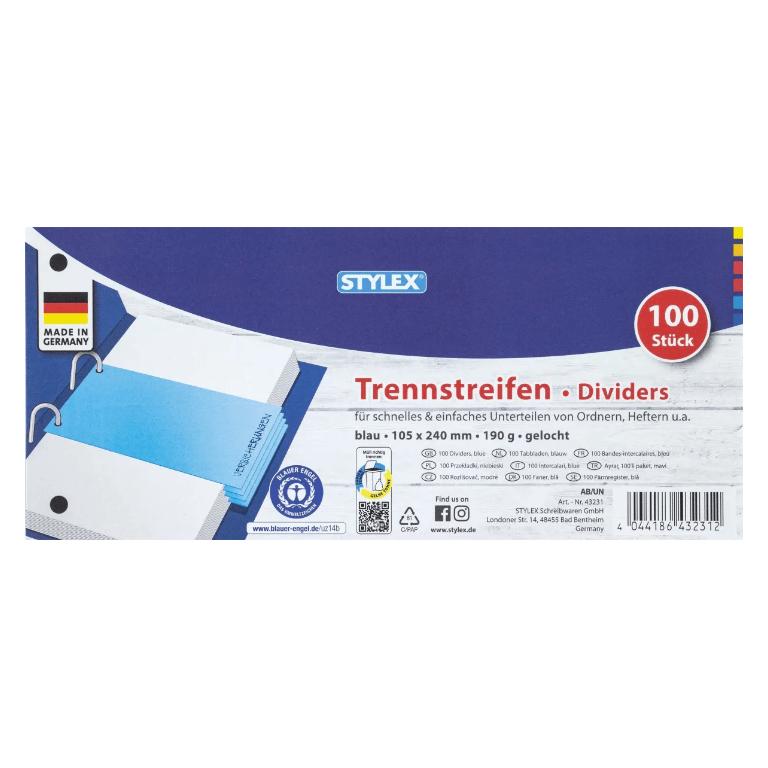Stylex Trennstreifen, Blau, 100er Packung (43231)